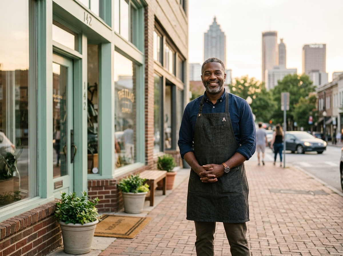 Atlanta business owner reviewing search rankings for his company